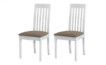 Esszimmerstuhl 2er-Set Weiß, Hellbraun