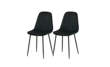 Esszimmerstuhl 2er-Set aus Samt  Schwarz