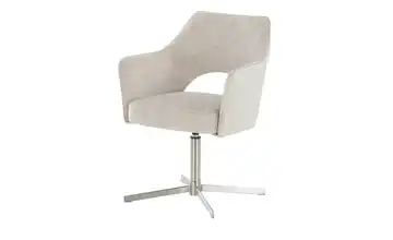Armlehnstuhl drehbar Creme edelstahlfarben
