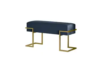 Polsterbank 80 cm Dunkelblau, Goldfarben Goldfarben