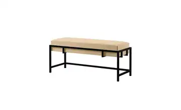 Polsterbank 80 cm Hellbeige, Schwarz Schwarz