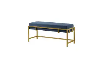 Polsterbank 100 cm Dunkelblau, Goldfarben Goldfarben