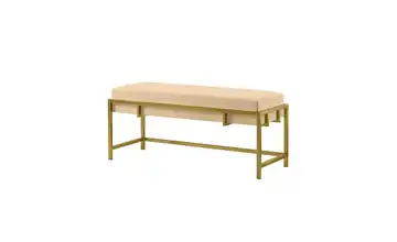 Polsterbank 100 cm Hellbeige, Goldfarben Goldfarben