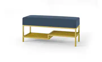 Polsterbank 100 cm Dunkelblau, Goldfarben Goldfarben