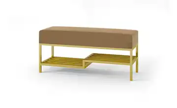 Polsterbank 80 cm Dunkelbeige, Goldfarben Goldfarben