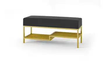 Polsterbank 80 cm Schwarz, Goldfarben Goldfarben