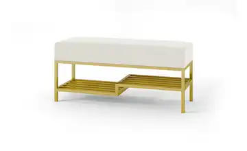 Polsterbank 80 cm Hellgrau, Goldfarben Goldfarben