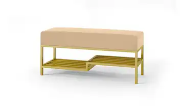 Polsterbank 100 cm Hellbeige, Goldfarben Goldfarben