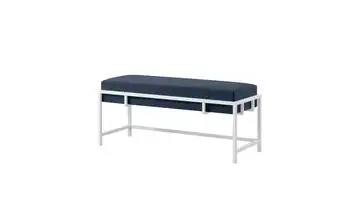 Polsterbank 80 cm Dunkelblau, Weiß Weiß