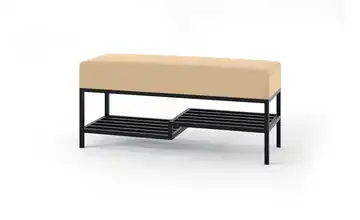 Polsterbank 100 cm Hellbeige, Schwarz Schwarz