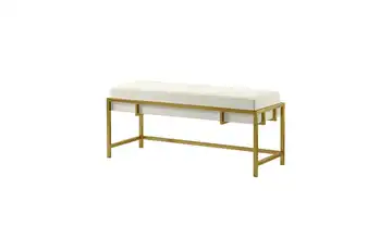 Polsterbank 100 cm Hellgrau, Goldfarben Goldfarben