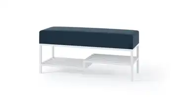 Polsterbank 100 cm Blau, Weiß Weiß