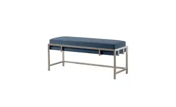 Polsterbank 100 cm Dunkelblau, verchromt verchromt