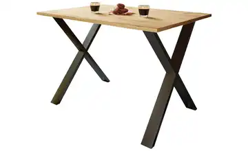 Esstisch Gestell: schwarz 110 cm Eiche Bianco (Nachbildung), Schwarz 80x110