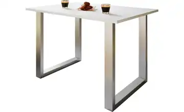 Esstisch Gestell: silberfarben 110 cm Weiß, silberfarben 50x110