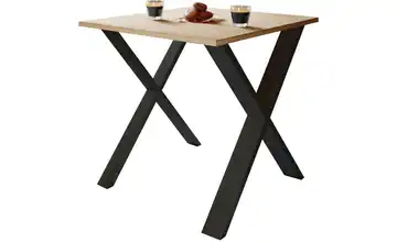 Esstisch Gestell: schwarz 80 cm Eiche Bianco (Nachbildung), Schwarz 80x80