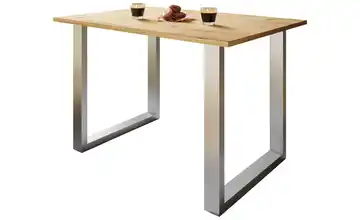 Esstisch Gestell: silberfarben 140 cm Eiche Bianco (Nachbildung), silberfarben 80x140