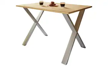 Esstisch Gestell: silberfarben 140 cm Eiche Bianco (Nachbildung), silberfarben 50x140