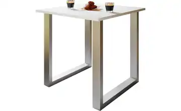 Esstisch Gestell: silberfarben 80 cm Weiß, silberfarben 50x80