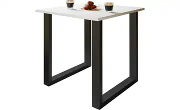 Esstisch Gestell: schwarz 80 cm Weiß, Schwarz 50x80