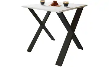 Esstisch Gestell: schwarz 80 cm Weiß, Schwarz 80x80