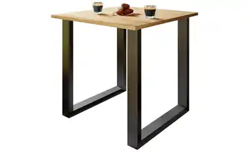 Esstisch Gestell: schwarz 80 cm Eiche Bianco (Nachbildung), Schwarz 50x80