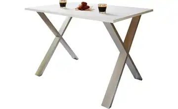 Esstisch Gestell: silberfarben 110 cm Weiß, silberfarben 80x110
