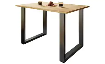 Esstisch Gestell: schwarz 110 cm Eiche Bianco (Nachbildung), Schwarz 50x110