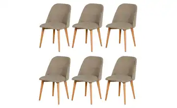 Esszimmerstuhl 6er-Set holzfarben, Taupe