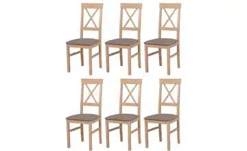 Esszimmerstuhl 6er-Set Eiche Sonoma, Kamelgelb
