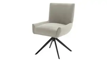 Esszimmerstuhl Creme Flachgewebe Schwarz Drehfunktion 45 cm