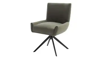 Esszimmerstuhl Olivgrün Flachgewebe Schwarz Drehfunktion 45 cm
