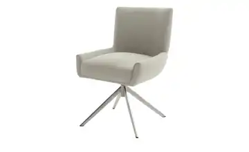 Esszimmerstuhl Creme Flachgewebe edelstahlfarben Drehfunktion 45 cm