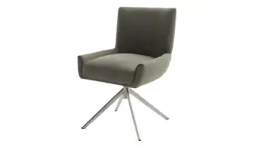 Esszimmerstuhl Olivgrün edelstahlfarben Flachgewebe 45 cm