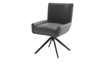 Esszimmerstuhl Anthrazit Schwarz Leder 45 cm