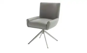 Esszimmerstuhl Drehfunktion Leder Creme 45 cm edelstahlfarben