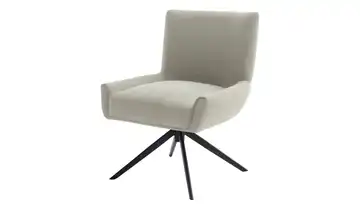 Esszimmerstuhl XL Creme Flachgewebe Schwarz Drehfunktion 50 cm