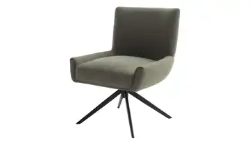 Esszimmerstuhl XL Olivgrün Flachgewebe Schwarz Drehfunktion 50 cm