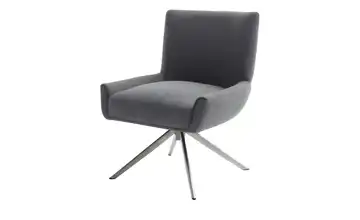 Esszimmerstuhl XL Anthrazit Flachgewebe edelstahlfarben Drehfunktion 50 cm