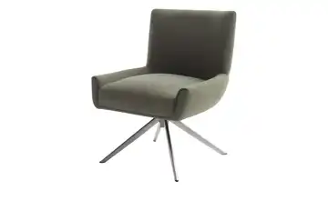 Esszimmerstuhl XL Olivgrün Flachgewebe edelstahlfarben Drehfunktion 50 cm