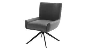 Esszimmerstuhl Anthrazit Leder Schwarz Drehfunktion 50 cm