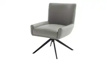 Esszimmerstuhl XL Creme Leder Schwarz Drehfunktion 50 cm