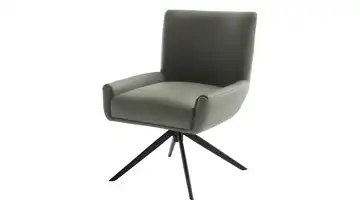 Esszimmerstuhl XL Olivgrün Leder Schwarz Drehfunktion 50 cm