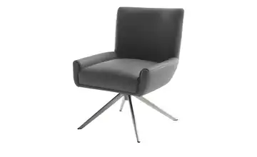 Esszimmerstuhl XL Anthrazit Leder edelstahlfarben Drehfunktion 50 cm