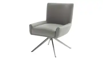 Esszimmerstuhl XL Creme Leder edelstahlfarben Drehfunktion 50 cm