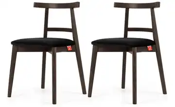 KONSIMO Holzstuhl 2er-Set Schwarz, Nussbaum