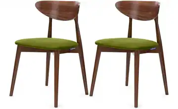 KONSIMO Esszimmerstuhl 2er-Set Olivgrün, Walnuss