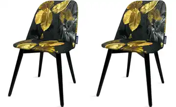 KONSIMO Polsterstuhl 2er-Set Goldgelb, Dunkelgrün, Schwarz