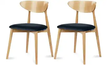 KONSIMO Esszimmerstuhl 2er-Set Marineblau, Eiche
