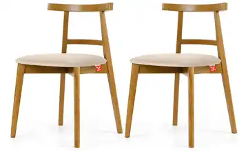 KONSIMO Holzstuhl 2er-Set Creme, Eiche